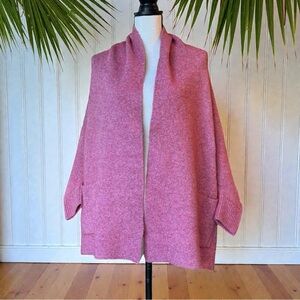 COCO + CARMEN Rose Pink Draped Open Cardigan Sweater – One Size